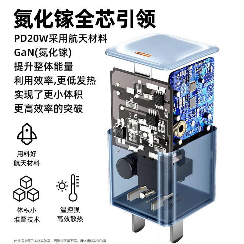 Suitable for iPhone 16 Apple Pd20W Fast Charging Mobile Phone Charger Head, Oneplus Huawei Charging Cable, Android Type-C Interface, Dormitory Plug, Data Cable Set, Gallium Nitride Single-Port Charging Universal
