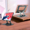 All-Metal Lazy Stand iPad Tablet Stand Desktop Stable Hollow Design Heat Dissipation Bedside Office Phone Computer Adjustable 360-Degree Rotation Foldable Storage Universal Carbon Steel Office Desk