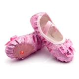 Мягкие туфли с бантиком, детские балетки, танцующая обувь, мягкая подошва