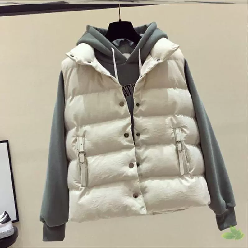 Áo khoác mùa thu trắng cộng với size lớn của phụ nữ mùa thu không tay vest cá tính nữ xu hướng mùa đông xu hướng Hàn Quốc dễ thương - Áo vest