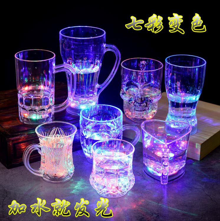 Creative acrylic pour water on the bright induction colorful glow cup bar night always flash wine glass new gift