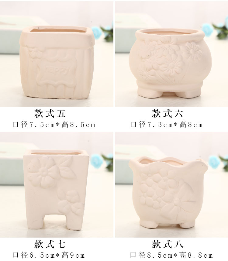 Grain embryo fleshy flowerpot can hand painting, hand - made of diy children three - dimensional creative painting graffiti ceramic flower pot