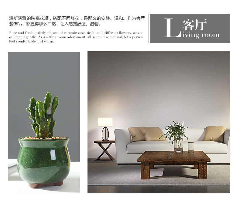 Ice crack ceramic flower POTS and colorful more meat, green asparagus orchid flowers exchanger with the ceramics vase contracted polychromy furnishing articles