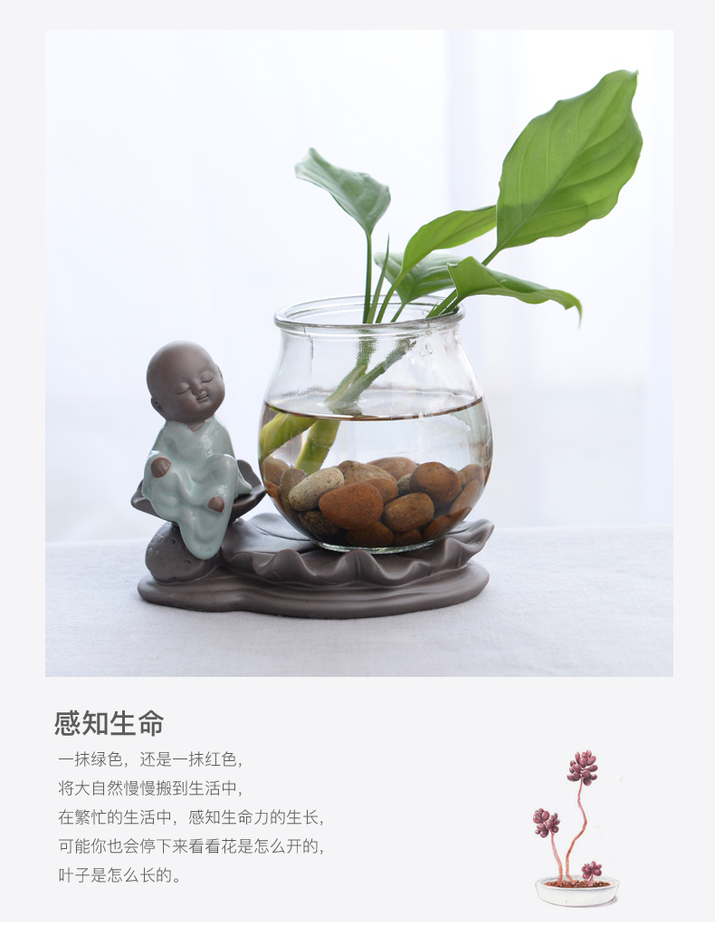 Water have other ceramic flower pot glass vase monk zen furnishing articles white palm lucky bamboo grass cooper hydroponic container