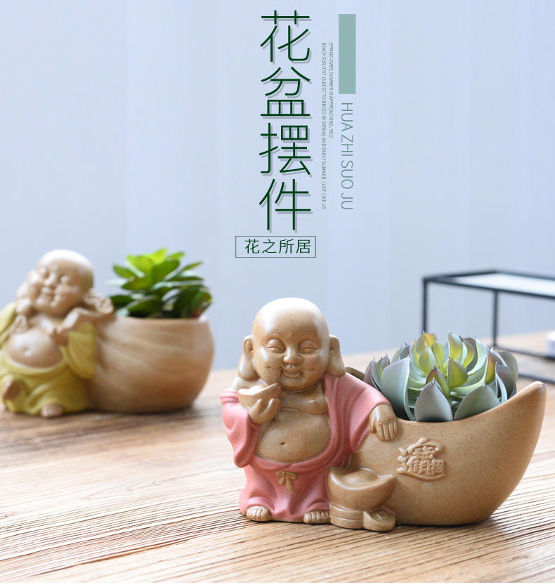 Fleshy ceramic flower POTS potted flower implement creative move potted place maitreya buddhist fancy, green asparagus and old basin