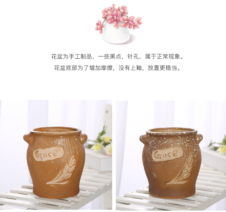 European ceramic flower pot coarse pottery breathable large caliber high model of the old running the fleshy green plant flower vase asparagus rich tree