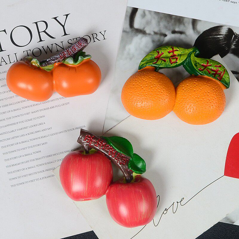 Refrigerator Sticker Magnetic Sticker Magnet Suction Iron Stone Fridge Decoration Good Occurrence Red Red Fire Fable 3d Solid Creativity-Taobao