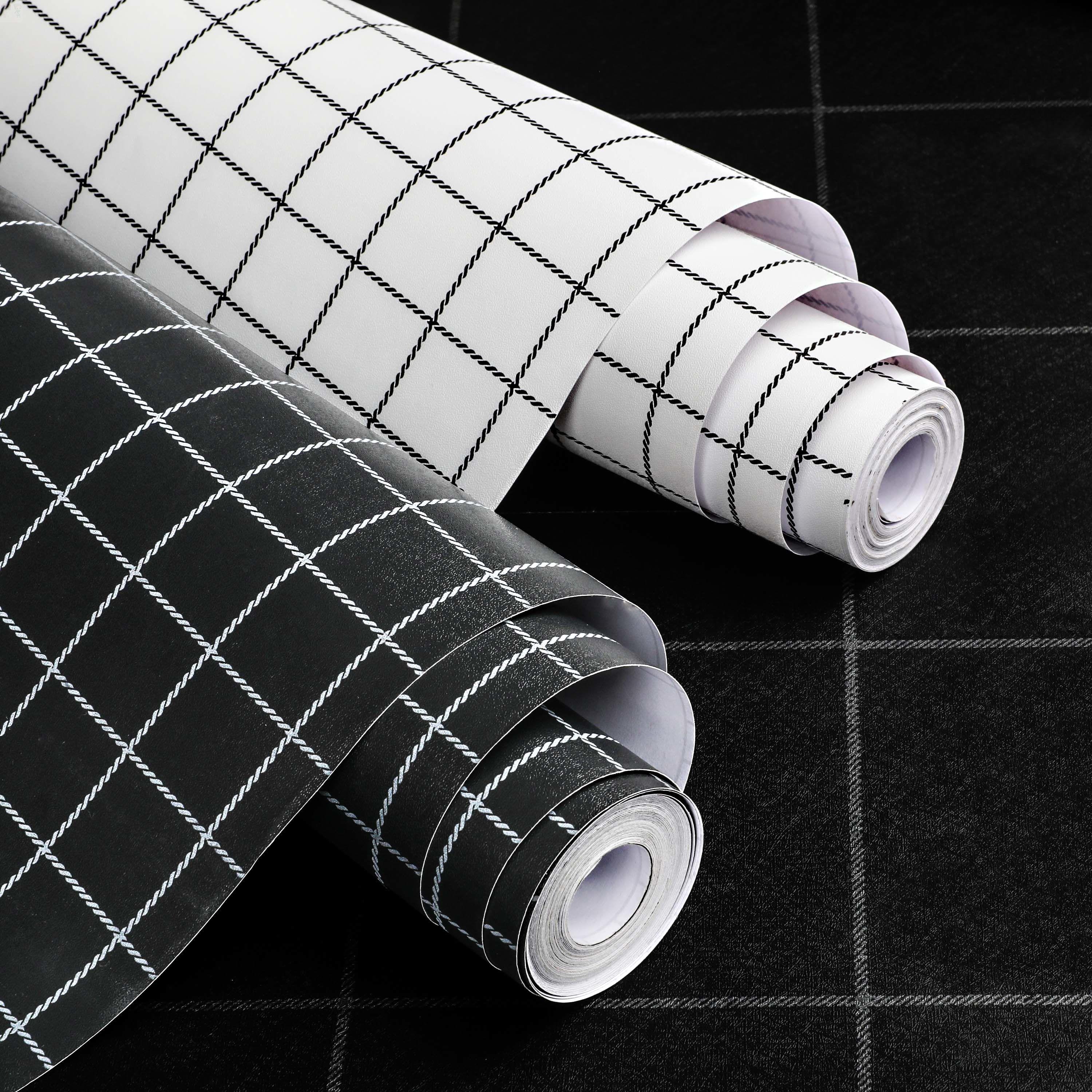 Wallpaper Posts Stickers Waterproof Simple Plaid Wall Stickers Bedroom Bedroom Dorm Wallpaper Furniture Refurbishment Waterproof Desktop