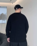 Трикотажный свитер, куртка с круглым воротником, осенний, свободный крой, оверсайз