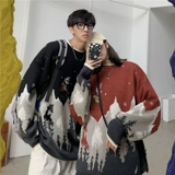 Парная одежда для влюбленных, свитер, трикотажное шерстяное термобелье, осенняя, оверсайз, с вышивкой