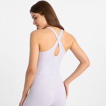 lulu yoga sports vest woman with chest cushion short sexy beauty back shockproof anti-sagging fitness sexy training woman