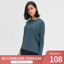 lulu original spring and autumn naked loose long-sleeved women slim breathable simple fashion high-end training fitness yoga clothes