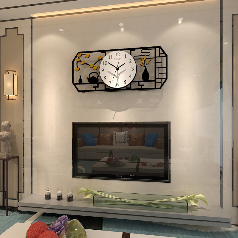 New Chinese watch wall clock living room atmosphere Chinese style home fashion modern simple clock creative decoration hanging wall