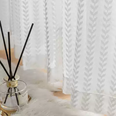 Living room gauze transparent opaque light luxury curtains Nordic white gauze balcony white sand bedroom blackout curtain White