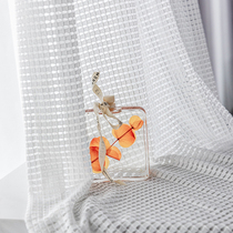 Curtain Window Veil Floating Window Minimalist Modern Living-room Yarn Curtain Hollowed-out Light Transmission Opaque Human Yang Bedroom Shading White Yarn North Europe