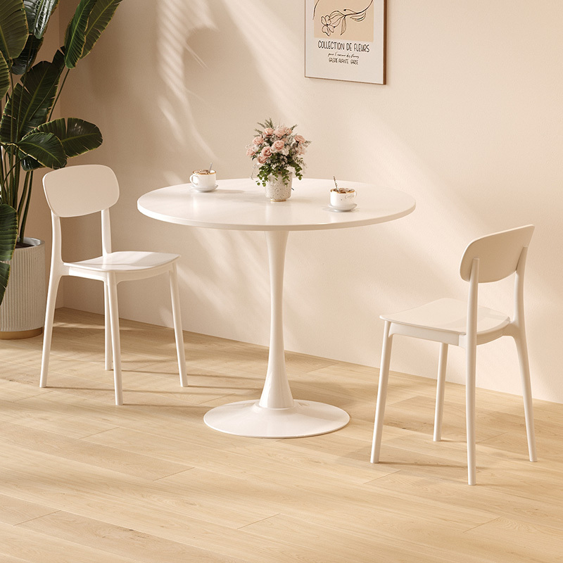 Round Table, Simple Tulip White Casual Meeting Table, Coffee and Milk Tea Shop, Nordic Dining Table, Balcony Small Round Table and Chairs