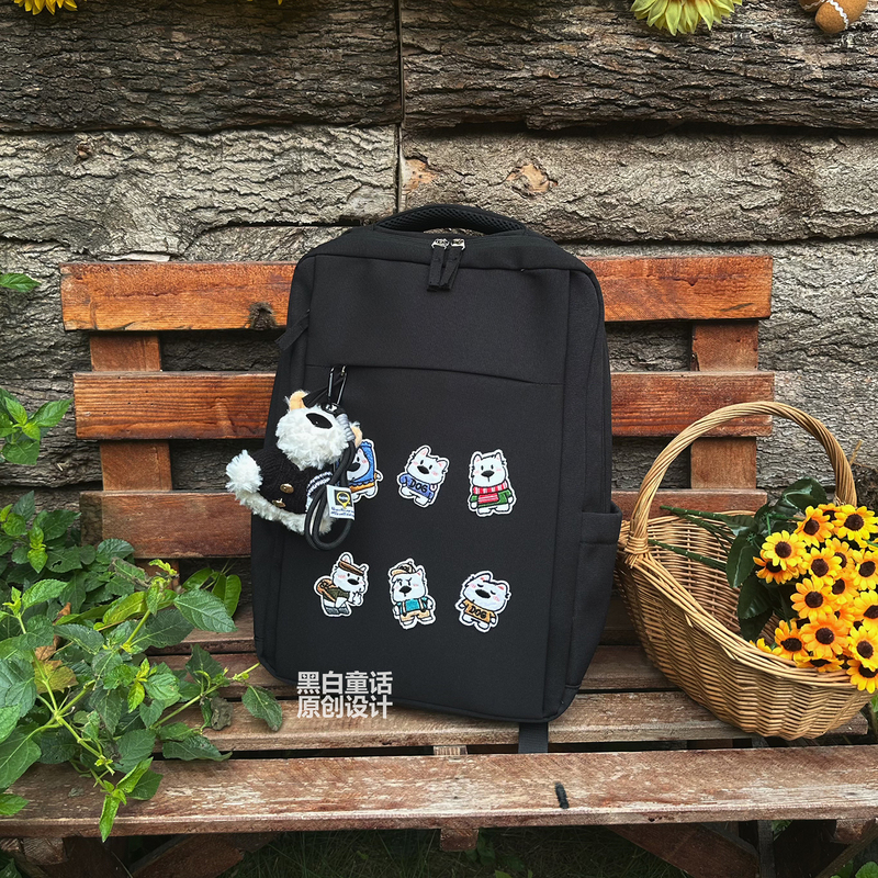 High-Appearance Cartoon West Highland Puppy Patchwork Laptop Backpack 16inch Gaming Notebook Large Capacity Airbag Anti-Drop Commuter Storage Bag Student Personalized Backpack Suitable for Savior