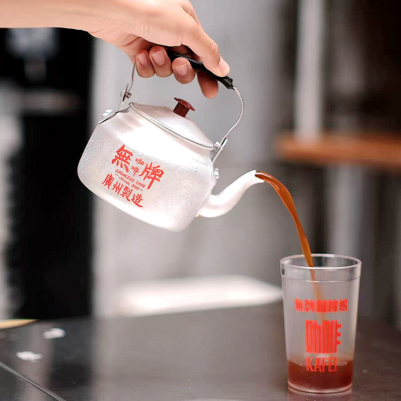 Unbranded Coffee Mini Pot 500ml Aluminum Coffee Pot + Plastic Tea Cup Set Supermarket Gift Portable