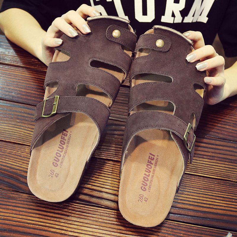 Men's Slippers Hollow Baotou Sandals Men's Summer Wear Beach Shoes Fashion Personality Outdoor Large Size Cork Slippers Tide