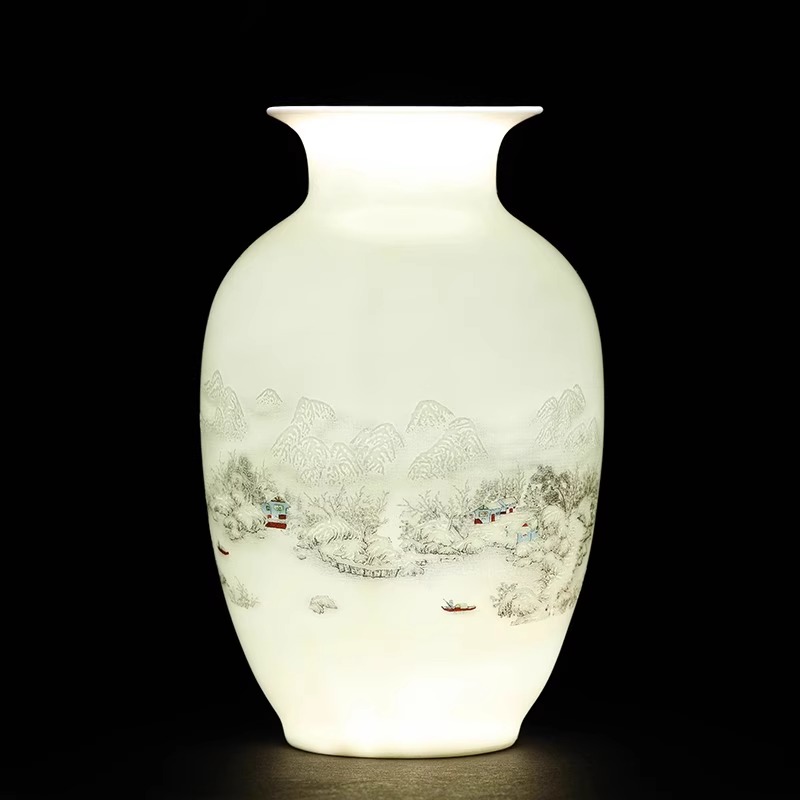 Jingdezhen Ceramic Vase Flower vase Swaying Pieces Living Room of Chinese Living Room Office Boku Shelf Pendulum Pieces Home Residence Ornaments-Taobao