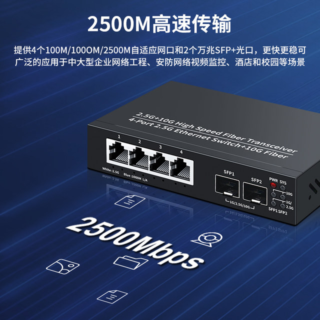 Hongya Vision 6-Port 10g Uplink 2.5g Switch, 4-Port 2.5g Gigabit Broadband Home Router, Splitter, Steel Shell, Dedicated for Monitoring, Non-Managed Ethernet Switch, Plug and Play