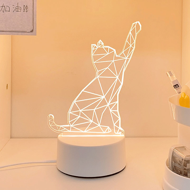 [Waving Cat] (White / Yellow / Warm)Night light girl student Bedside Desk lamp dormitory sleep bedroom sleep room Atmosphere lamp Creative gifts customized logo