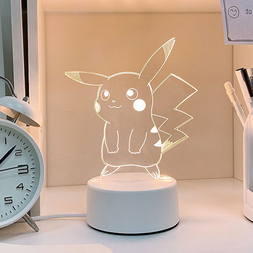 [Pikachu] (White / Yellow / Warm)Night light girl student Bedside Desk lamp dormitory sleep bedroom sleep room Atmosphere lamp Creative gifts customized logo