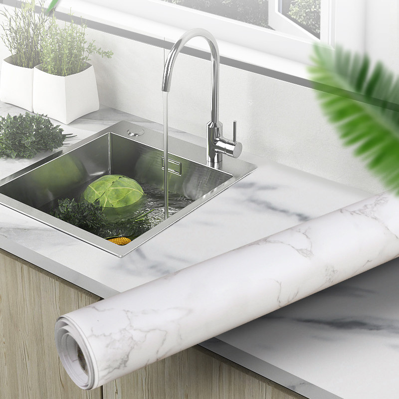 Kitchen oil-proof sticker waterproof self-adhesive wallpaper countertop cabinet cabinet refurbished ceramic tile moisture-proof stove marble sticker