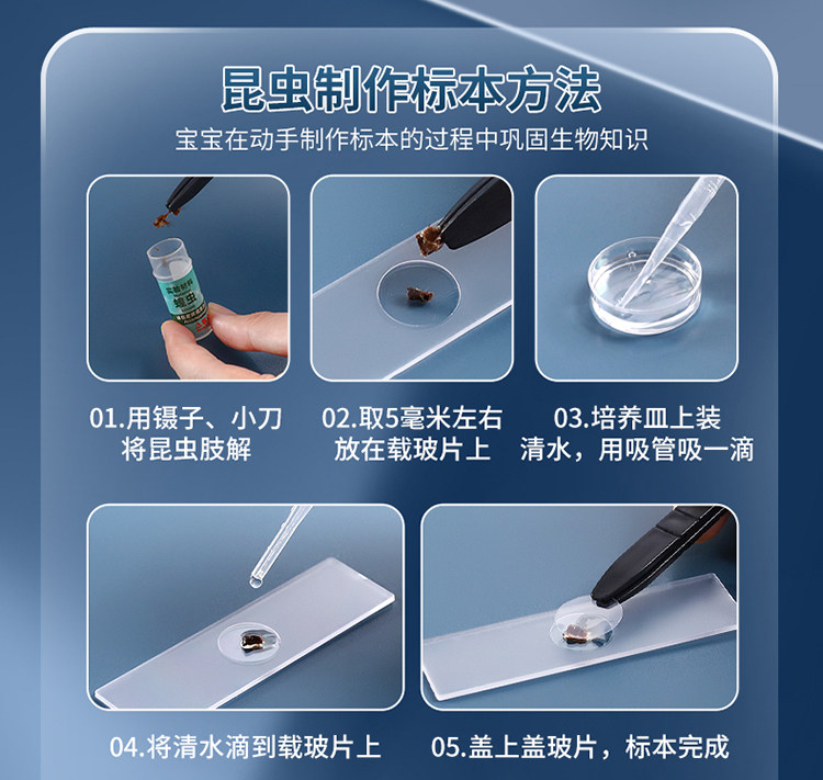 Детский набор научный эксперимент 儿童小学生光学显微镜初中生科学实验儿童套装家用高清益智玩具