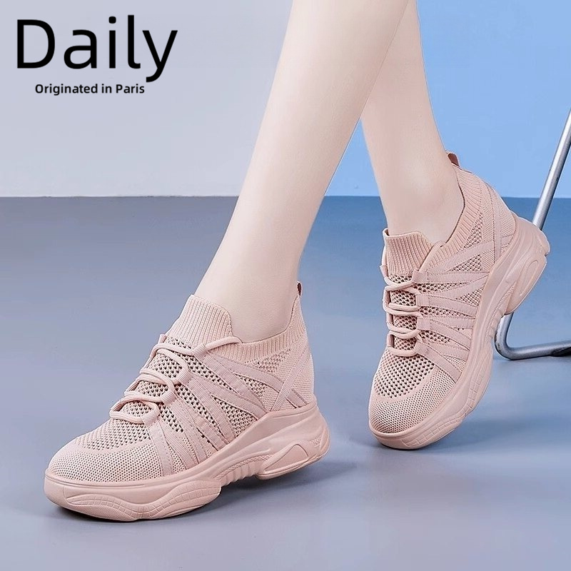 Women's Shoes 2026 New Summer Breathable Thin Thick-Soled Height-Increasing Versatile Casual Sports Shoes Women's Lightweight Travel Shoes