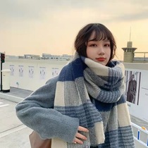 New plaid scarf female winter Korean style ins style couple students wild Japanese scarf thickened warm scarf