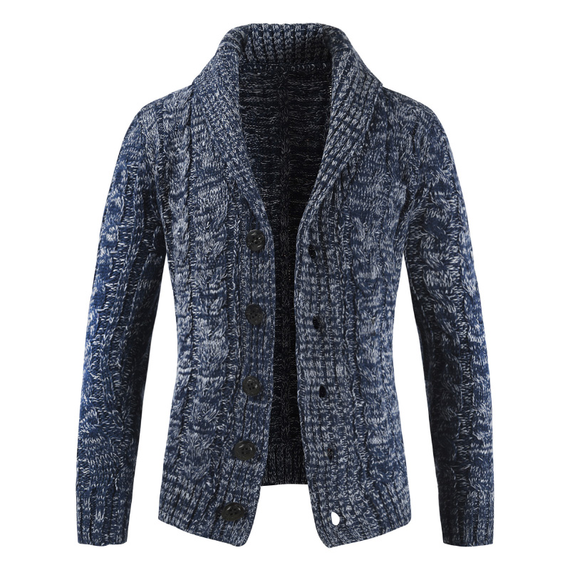 áo len nút xuống Lập cardigan mùa xuân và mùa thu thời trang mùa xuân đan áo dòng áo khoác nam thô linh sam của nam giới.