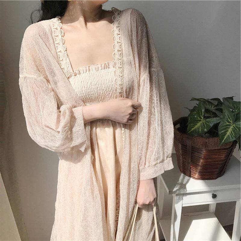 Swimsuit Outer Beatles Fairy Lace Bikini Hooded Sweatshirt Beach Side Sunscreen for a long version in a shawl jacket