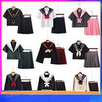 jk uniform autumn suit Japanese girl student college style pleated skirt high-waisted sailor student activity suit