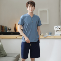 Pajamas men summer short sleeve modal V collar home wear thin mens summer fashion personality can be worn outside suit