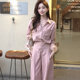 Korean-Style Lace Patchwork Long-Sleeve Shirt and High-Waisted Wide-Leg Pants Two-Piece Set for Women, 2026 Spring/Summer New Elegant Outfit