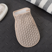 Fingerless double-sided bath towel powerful mud and decontamination scrubbing tool solid color honeycomb bathing gloves