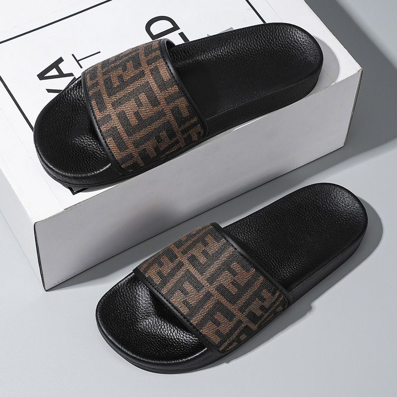 Suitable for Mufendi Summer Men's Slip-On Slippers, Outdoor Sandals, Indoor Home Non-Slip F Letter Slippers