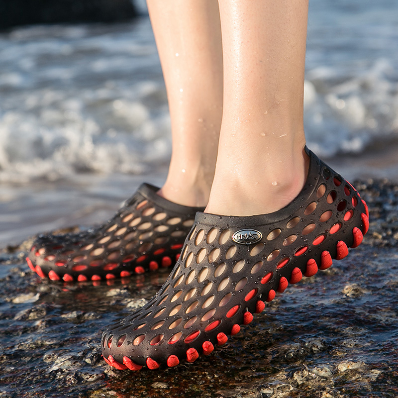 2188 Black & Red & A Yard BiggerQuick drying Wading shoes male Upstream shoes light Men's and women's shoes ventilation non-slip outdoors Amphibious shoes Beach shoes male