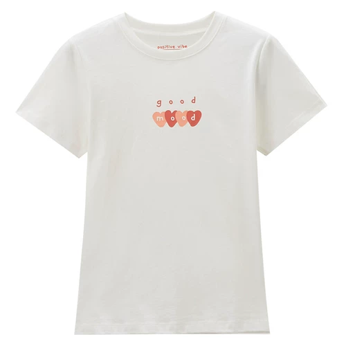 Хлопковая футболка с коротким рукавом, круглый воротник