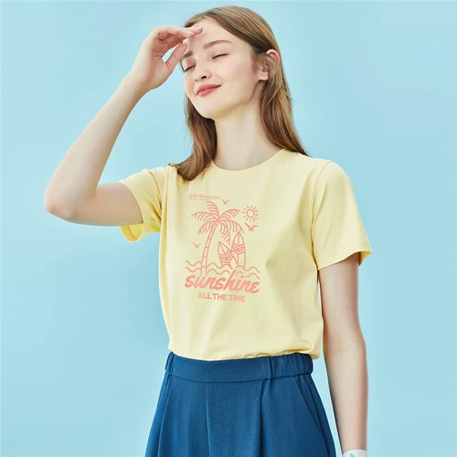 Хлопковая футболка с коротким рукавом, круглый воротник