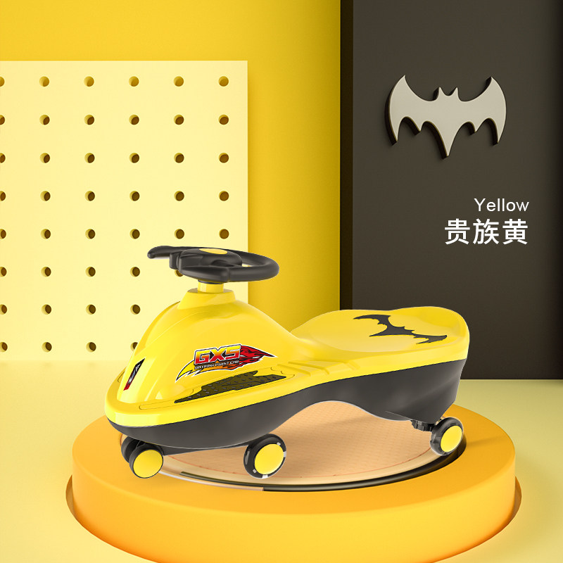 Children's torsion car anti-rollover can be pushed by hand four-wheel scooter mute toy baby can sit on swing car