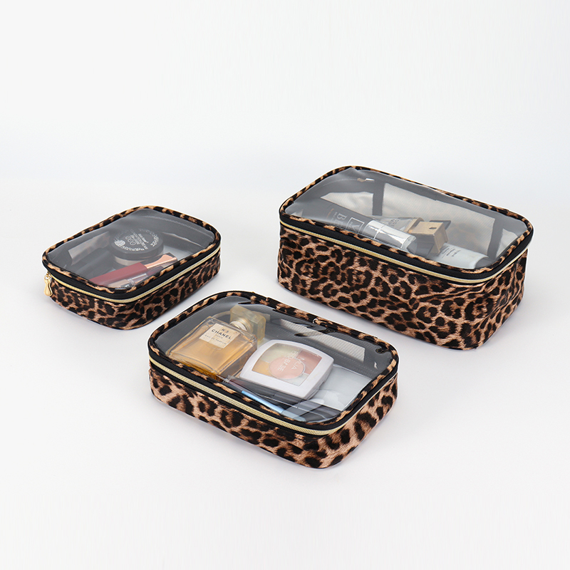 New Style Travel Toiletry Organizer Bag Pu Home-Use Portable Leopard Print Multifunctional Convenient Makeup Bag