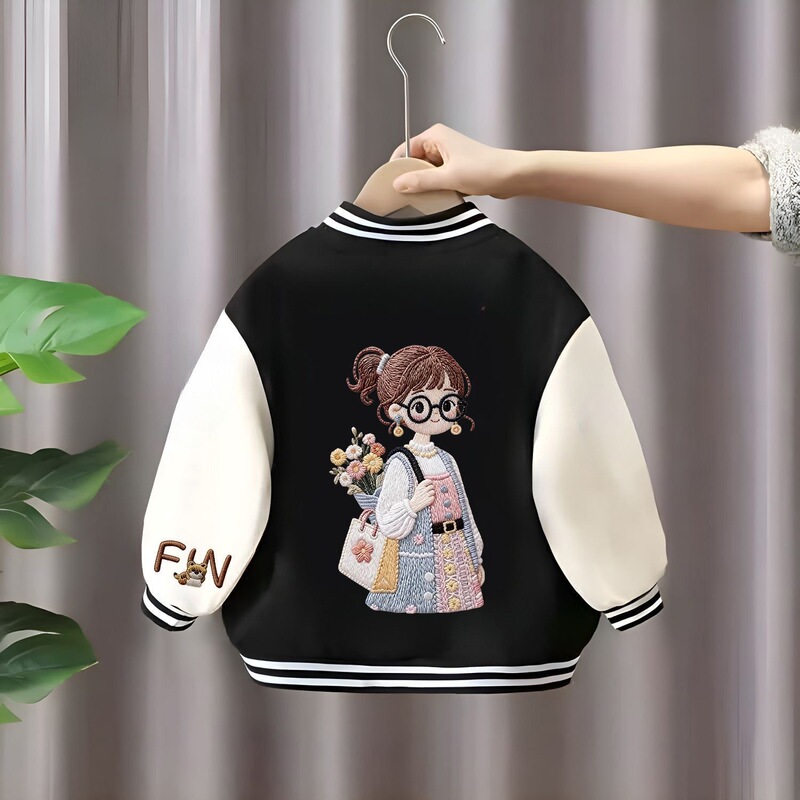 Girls' Baseball Jacket Spring and Autumn 2026 New Stylish Children's Color-Blocked Jacket for Girls