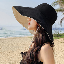 Japan sun fisherman hat womens summer big eaves cover face visor Korean version of the wild double-sided wear UV sunscreen hat thin