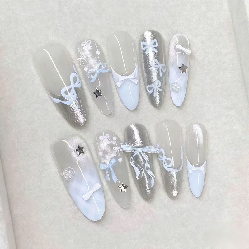 Bowknot Autumn Sea Salt Cat Eye Star Semi-Handmade French Style High-End Vibe Nail Stickers Manicure Bowknot Autumn Sea Salt Cat Eye Star Semi-Handmade French Style High-End Vibe Nail Stickers Manicure