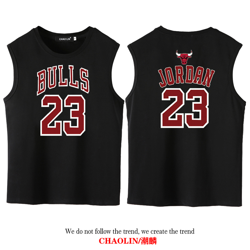 Bulls Team Sleeveless T-Shirt for Men, Loose Fit, Number 23 Training Basketball Clothing, Summer Trendy Sports Vest Jersey Bulls Team Sleeveless T-Shirt for Men, Loose Fit, Number 23 Training Basketball Clothing, Summer Trendy Sports Vest Jersey
