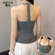 Threaded gray halterneck camisole women's 2025 new spring and summer inner wear and outer wear slim bottoming top with chest pad