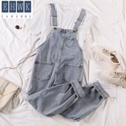 . Aging denim quần dây đeo phụ nữ 2020 mùa hè mới phiên bản Hàn Quốc của học sinh lỏng màu đỏ ròng Harun quần hiển thị sling mỏng