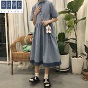 . SakurataTa Shira Ins Hàn Quốc phiên bản 2020 mùa hè mới retro sen dòng chương trình cô gái mỏng nhỏ jumpsuit polo tươi